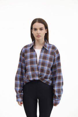 Комплект 2в1: майка + сорочка з вузлом Синій Ш.