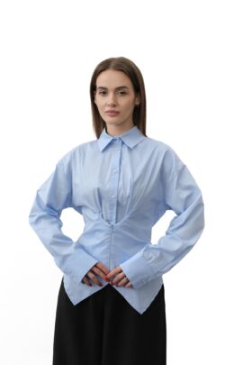 Сорочка в смужку з особливим кроєм Блакитний