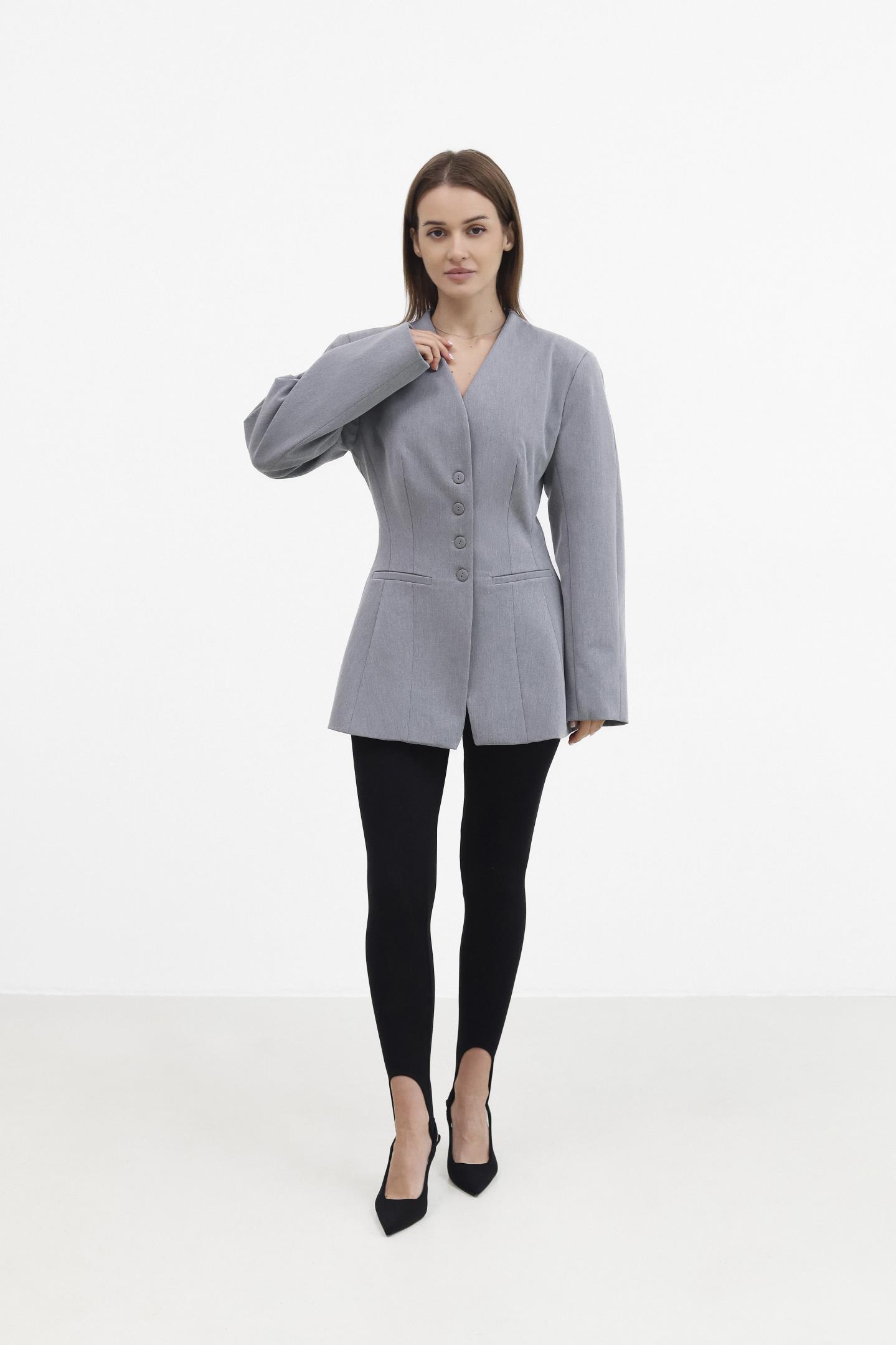 Жакет приталений для вишуканого образу Сірий