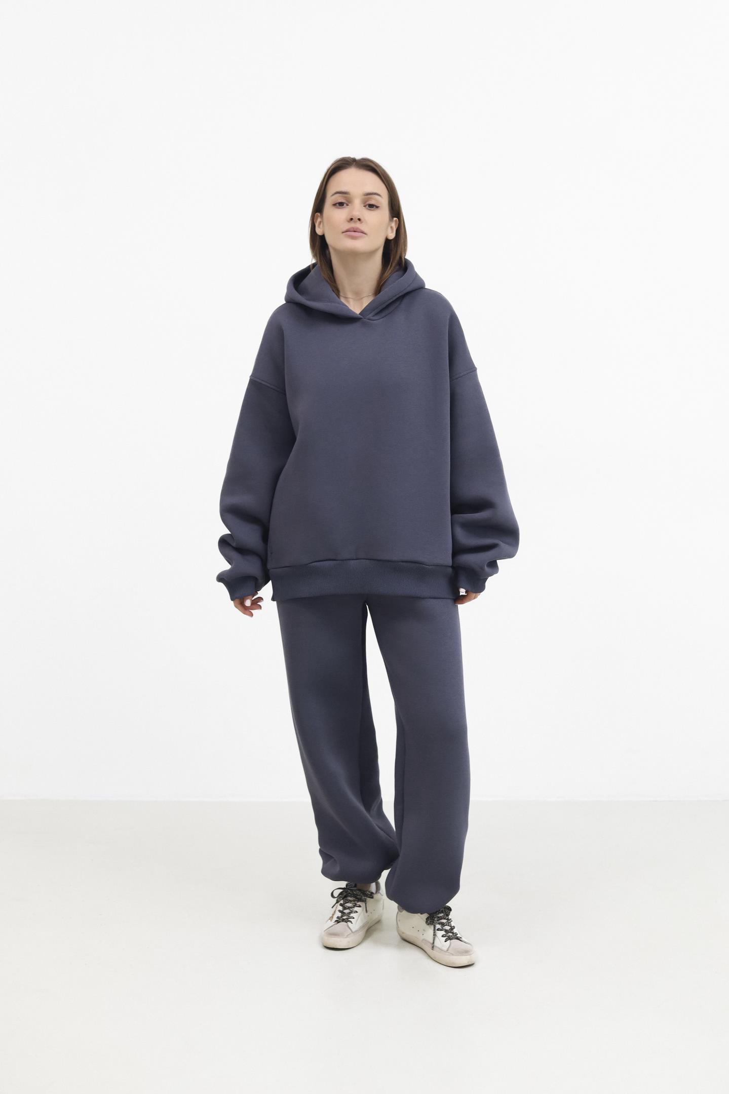 М’яке бавовняне худі з утепленням Антрацит