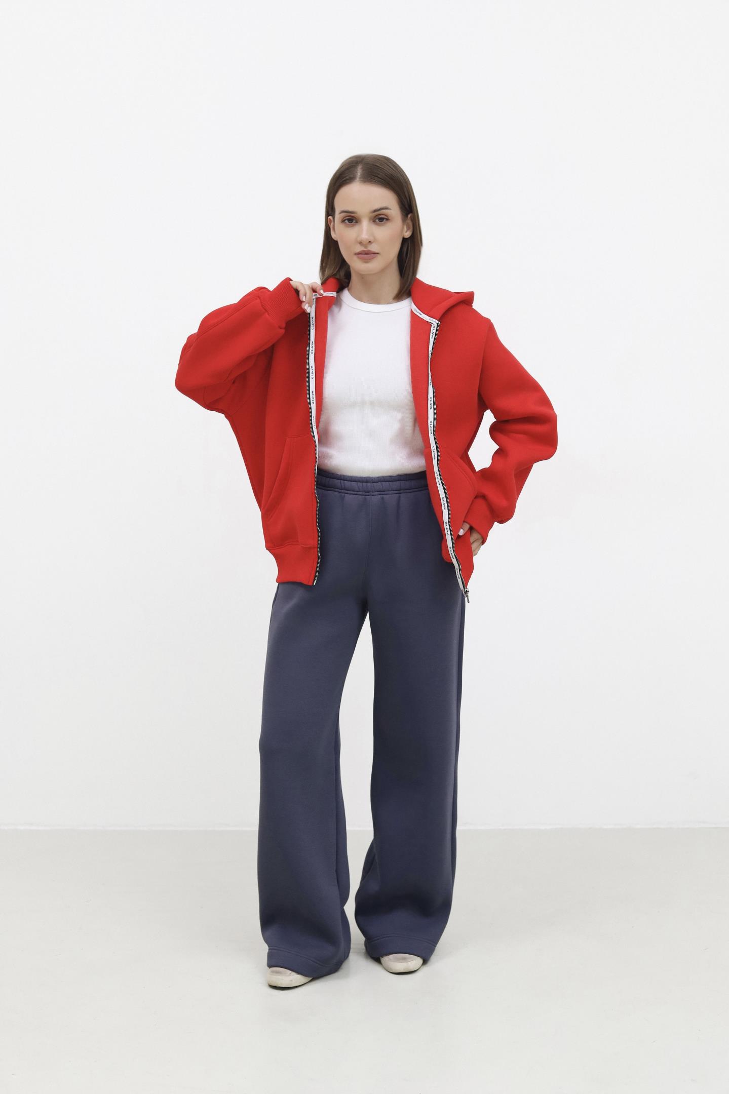 Утеплене зіп-худі з капюшоном Червоний