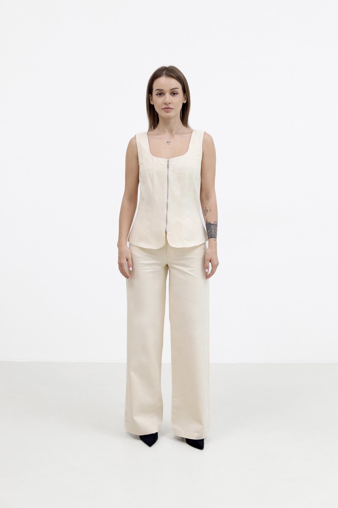 Жіночий трендовий корсет Кремовий