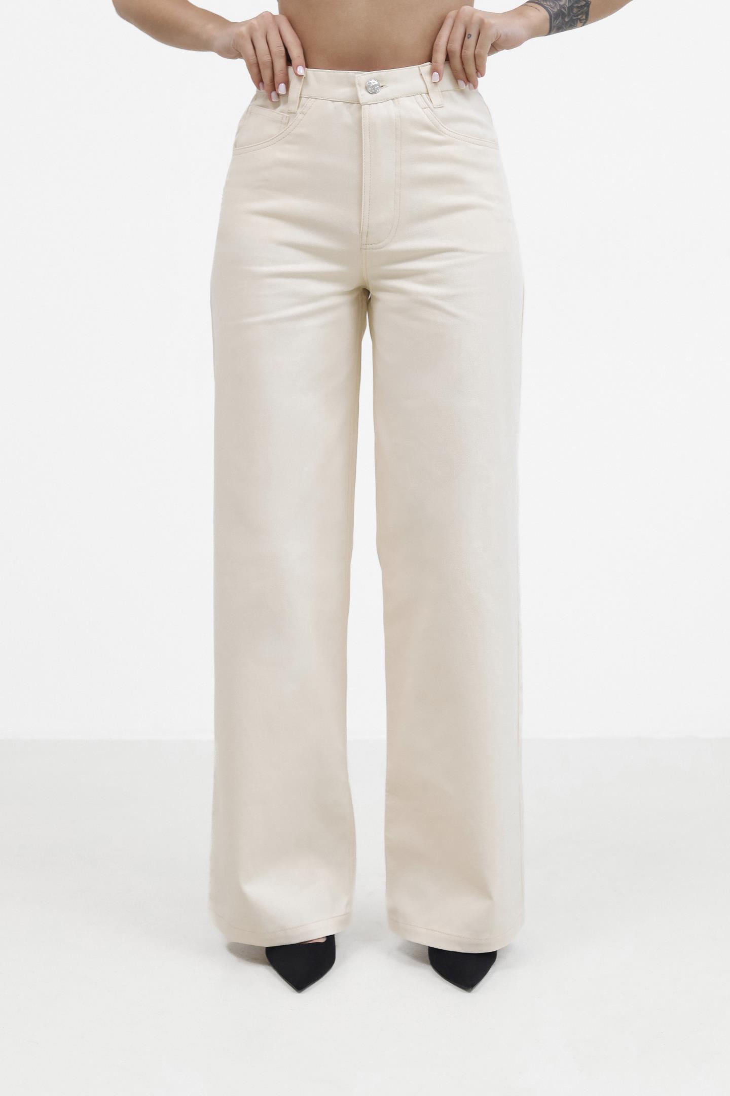 Джинси прямого широкого крою Білий