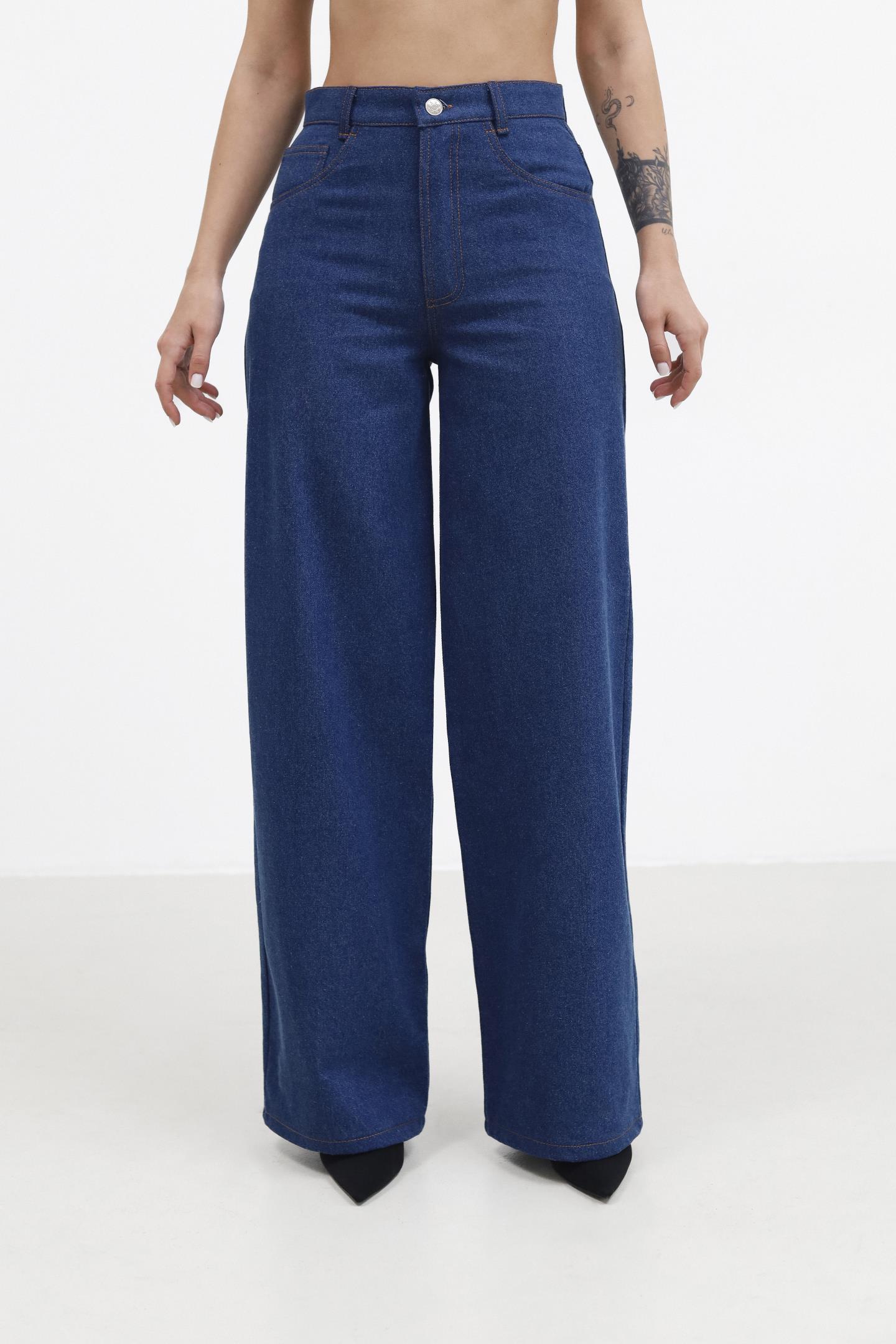 Джинси прямого широкого крою Синій