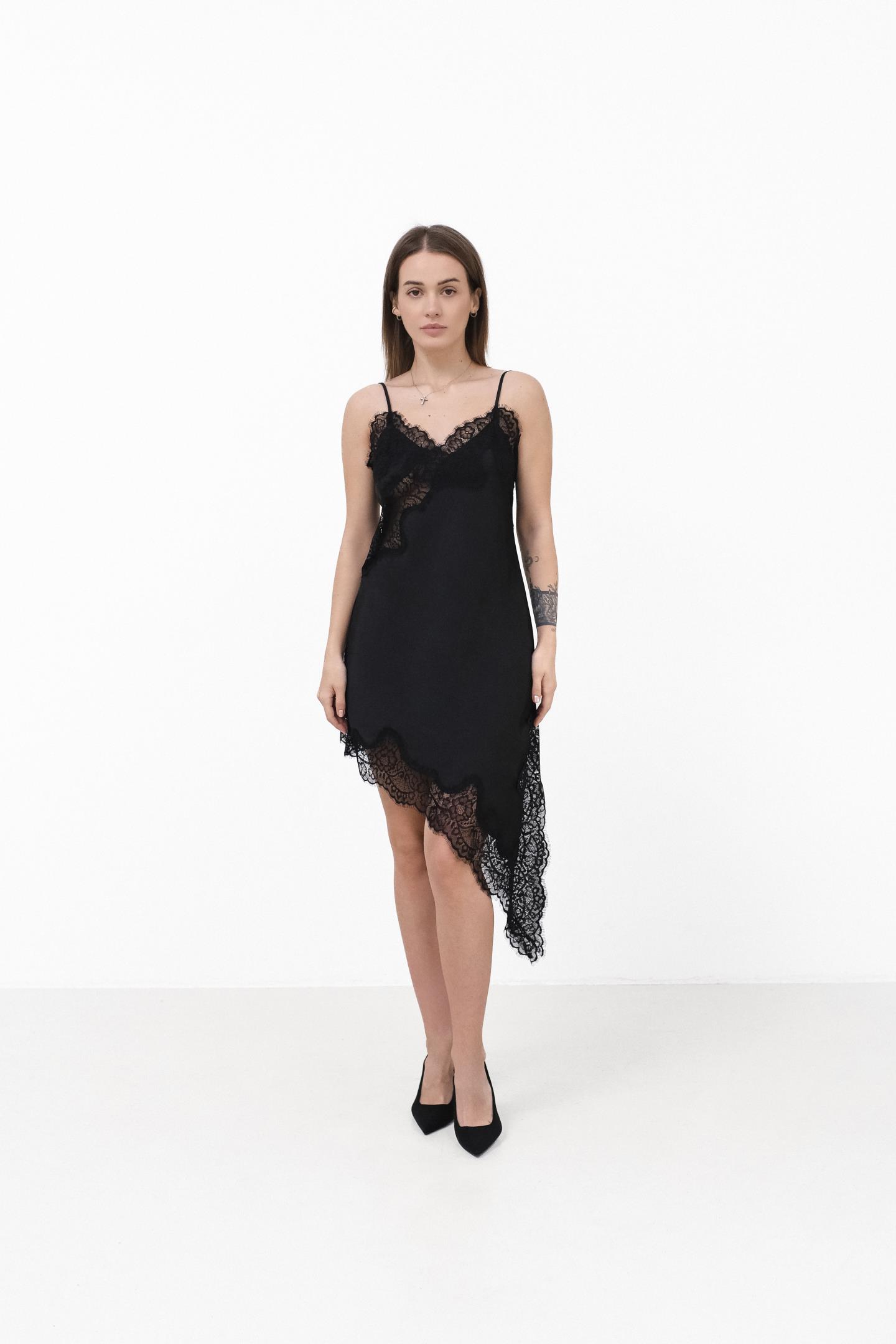 Сукня-комбінація з мереживом Чорний