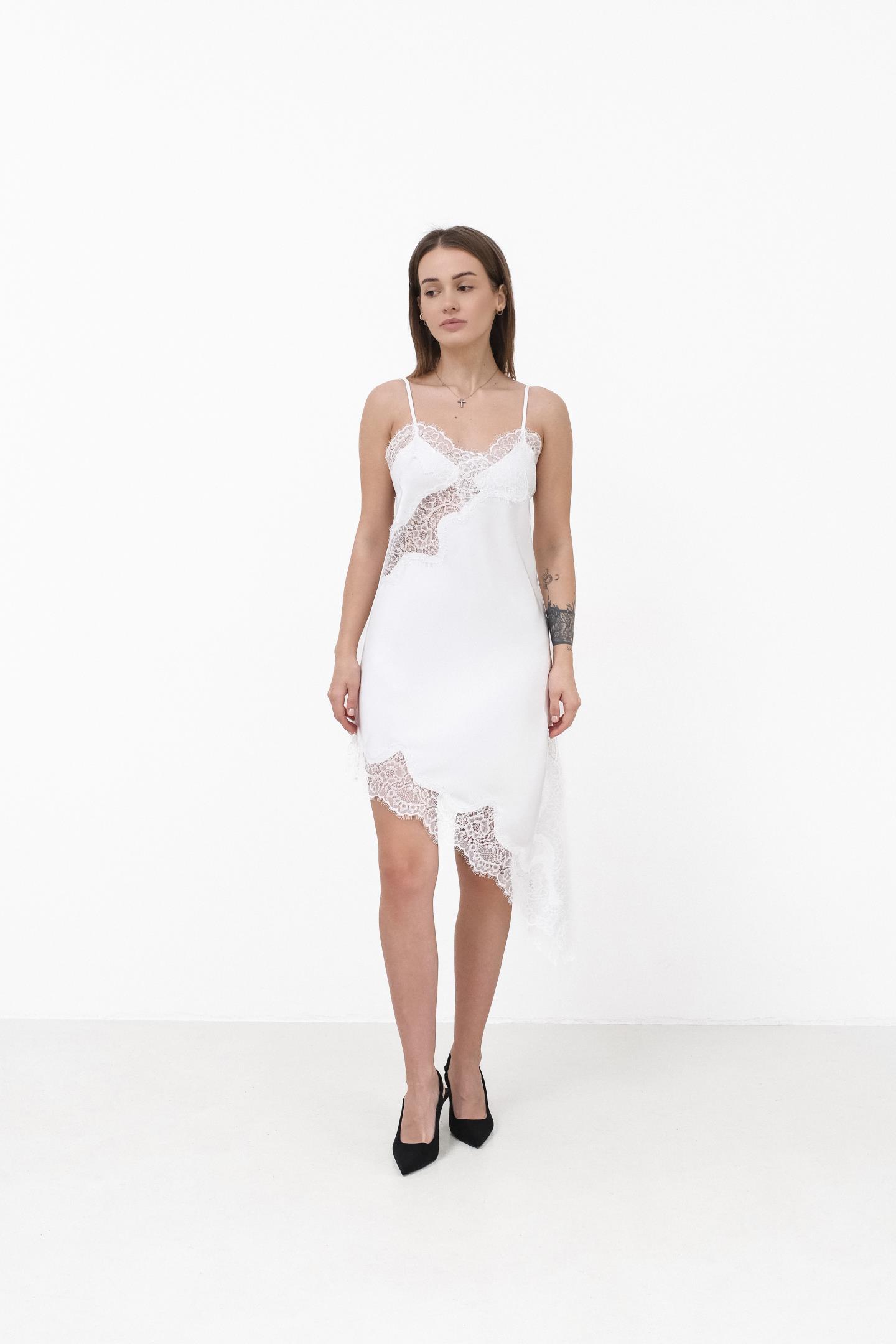 Сукня-комбінація з мереживом Білий