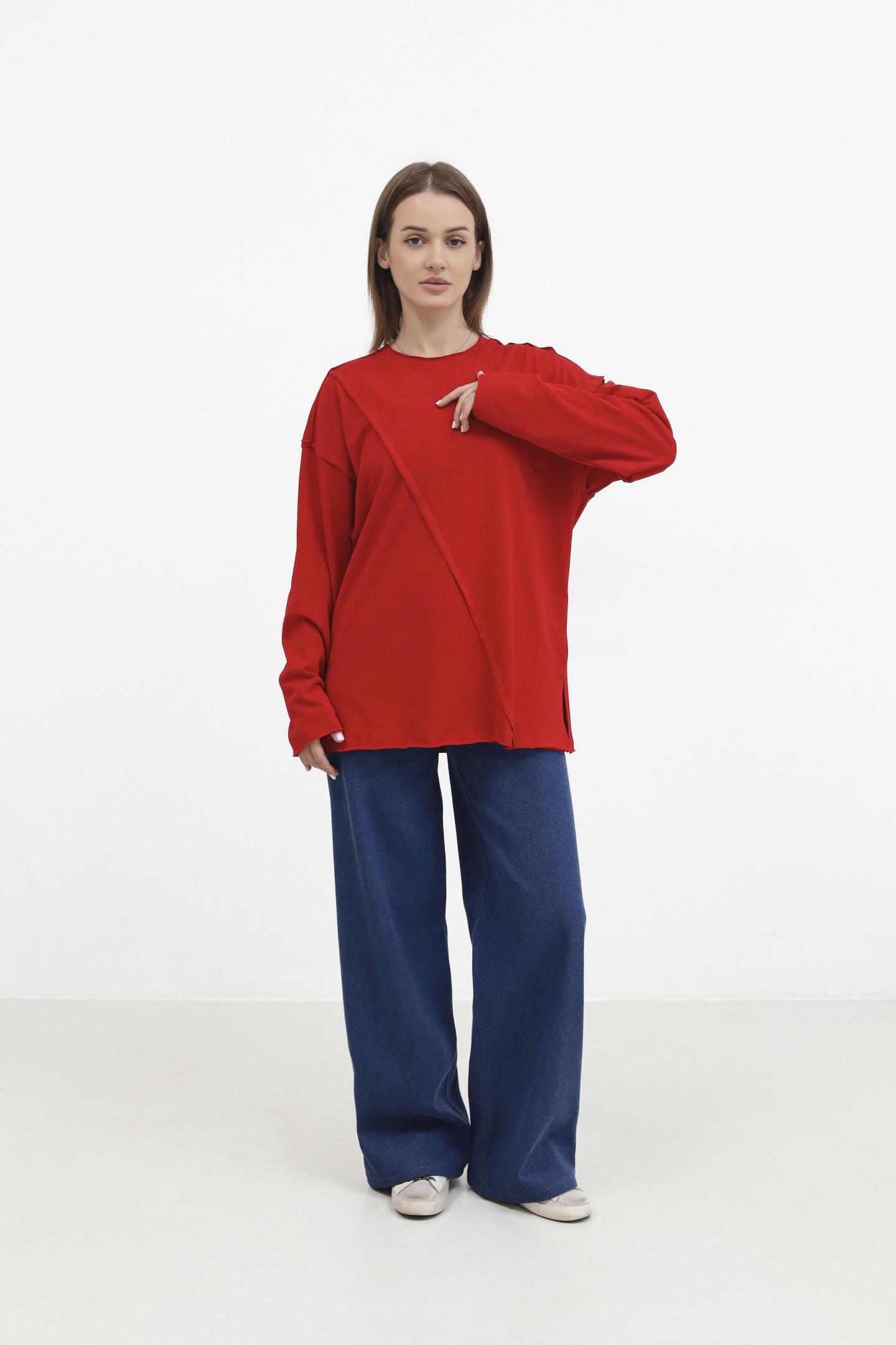 Бавовняний лонг із діагональною смужкою Червоний