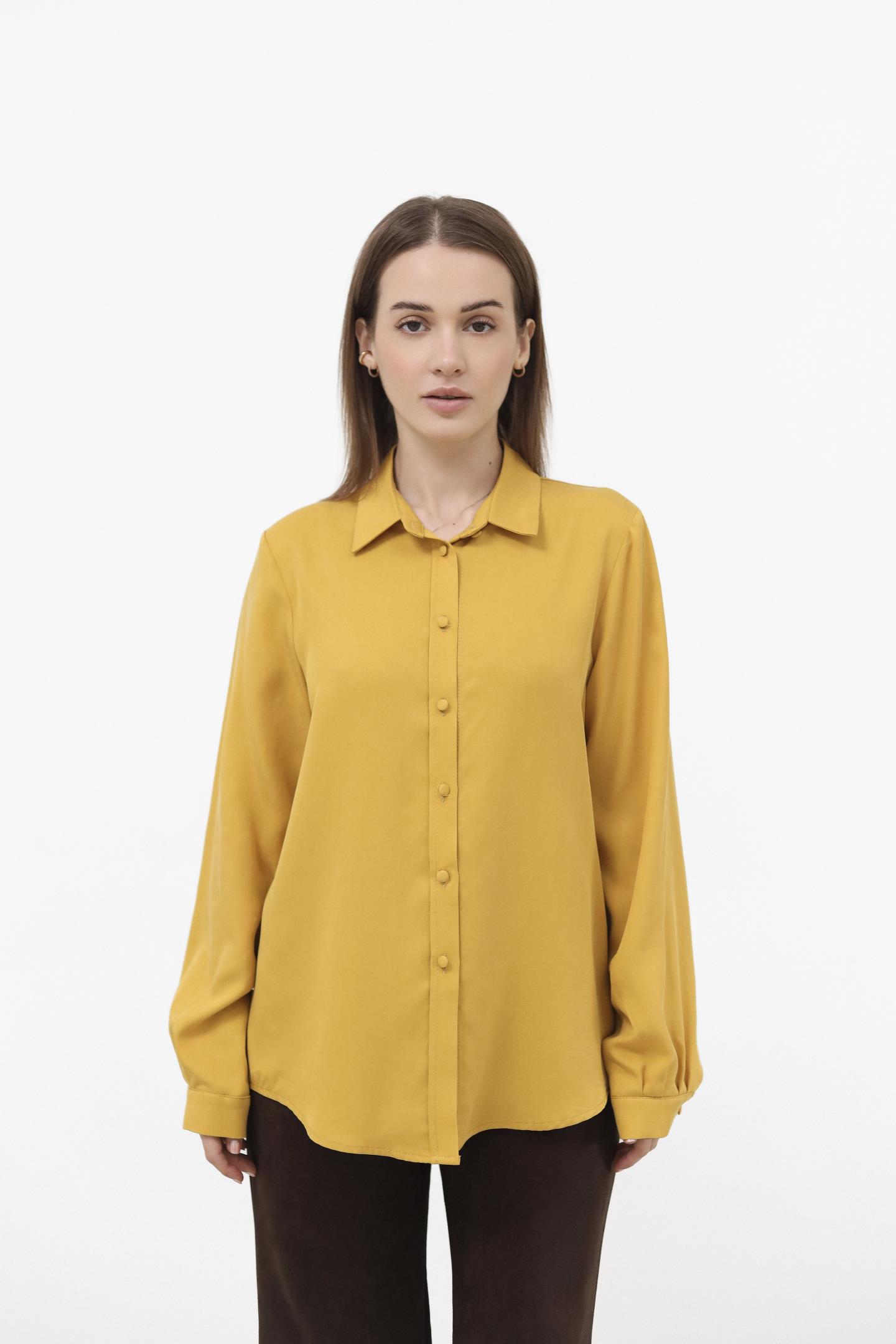 Жіноча блуза з подовженим силуетом Горчица