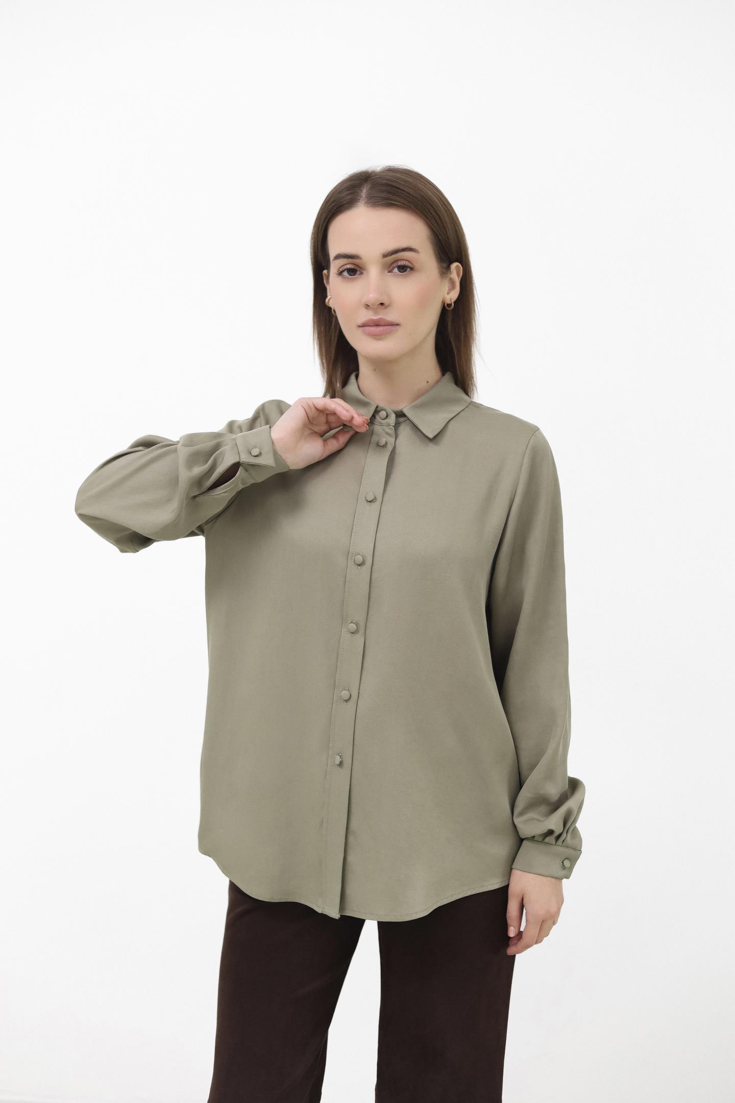 Жіноча блуза з подовженим силуетом Оливковий