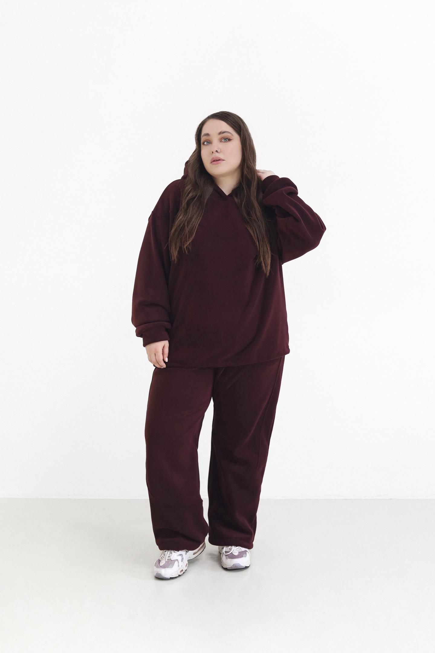 Жіночий затишний костюм з флісу Бордо