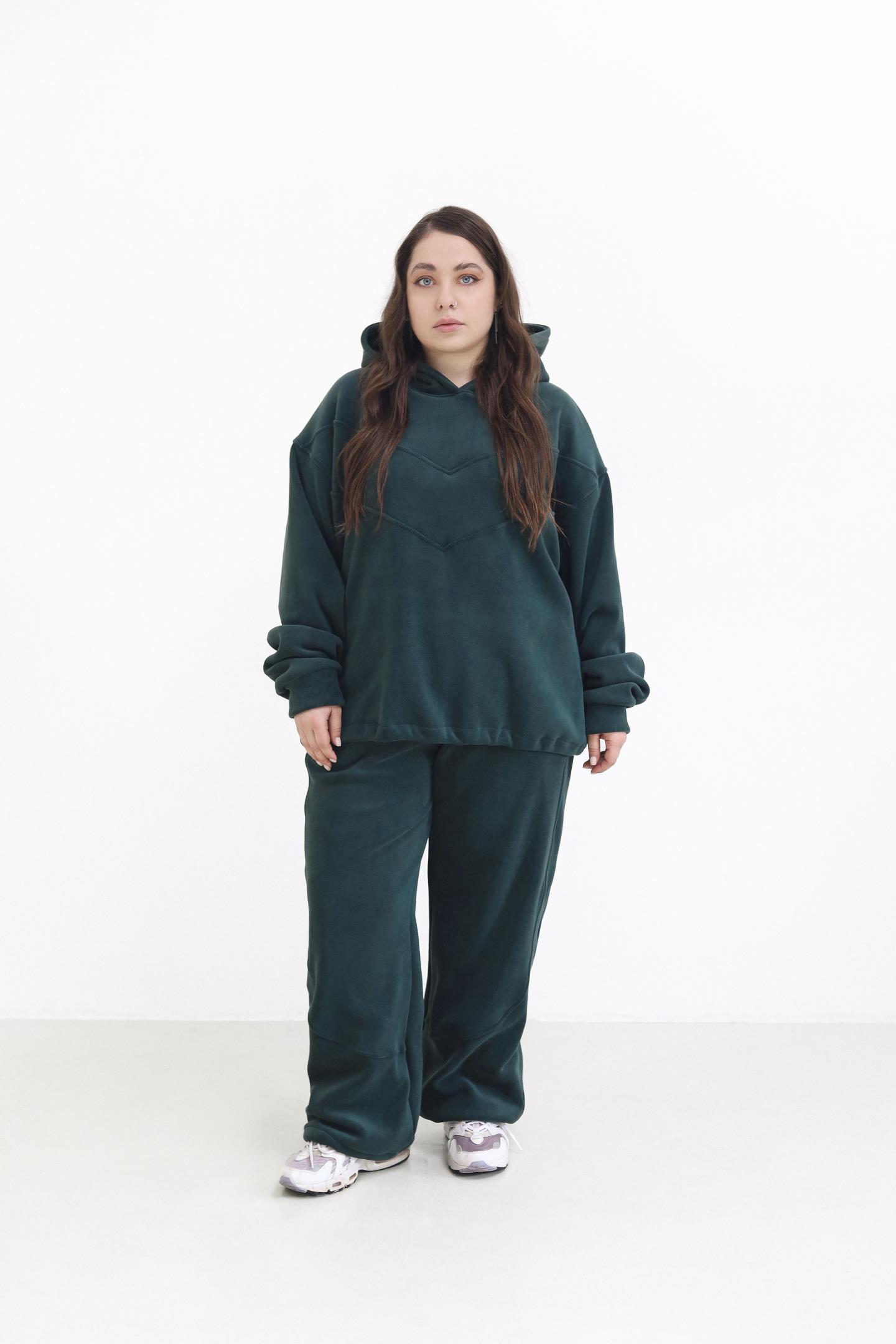 Жіночий затишний костюм з флісу Смарагд
