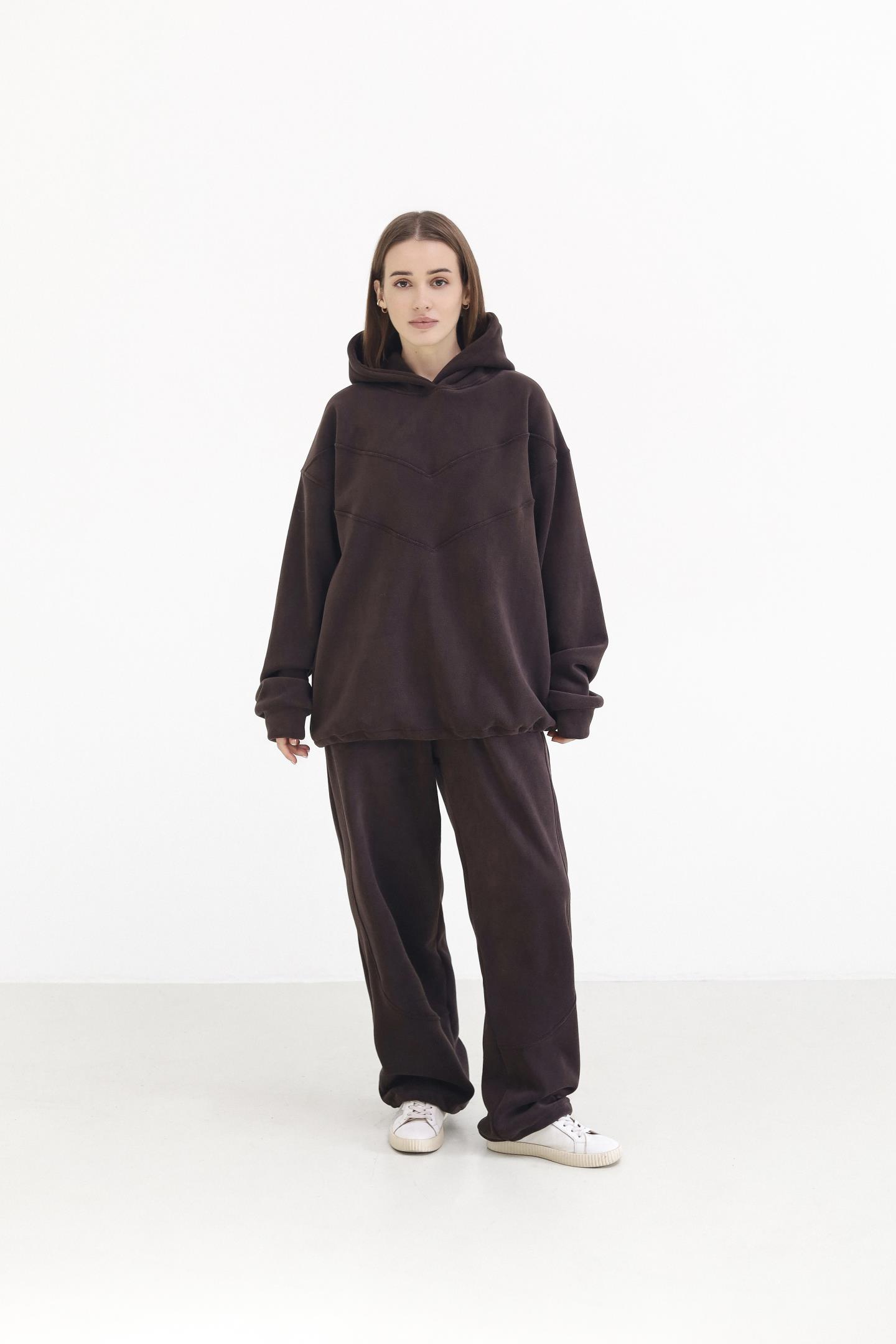 Жіночий затишний костюм з флісу Шоколад