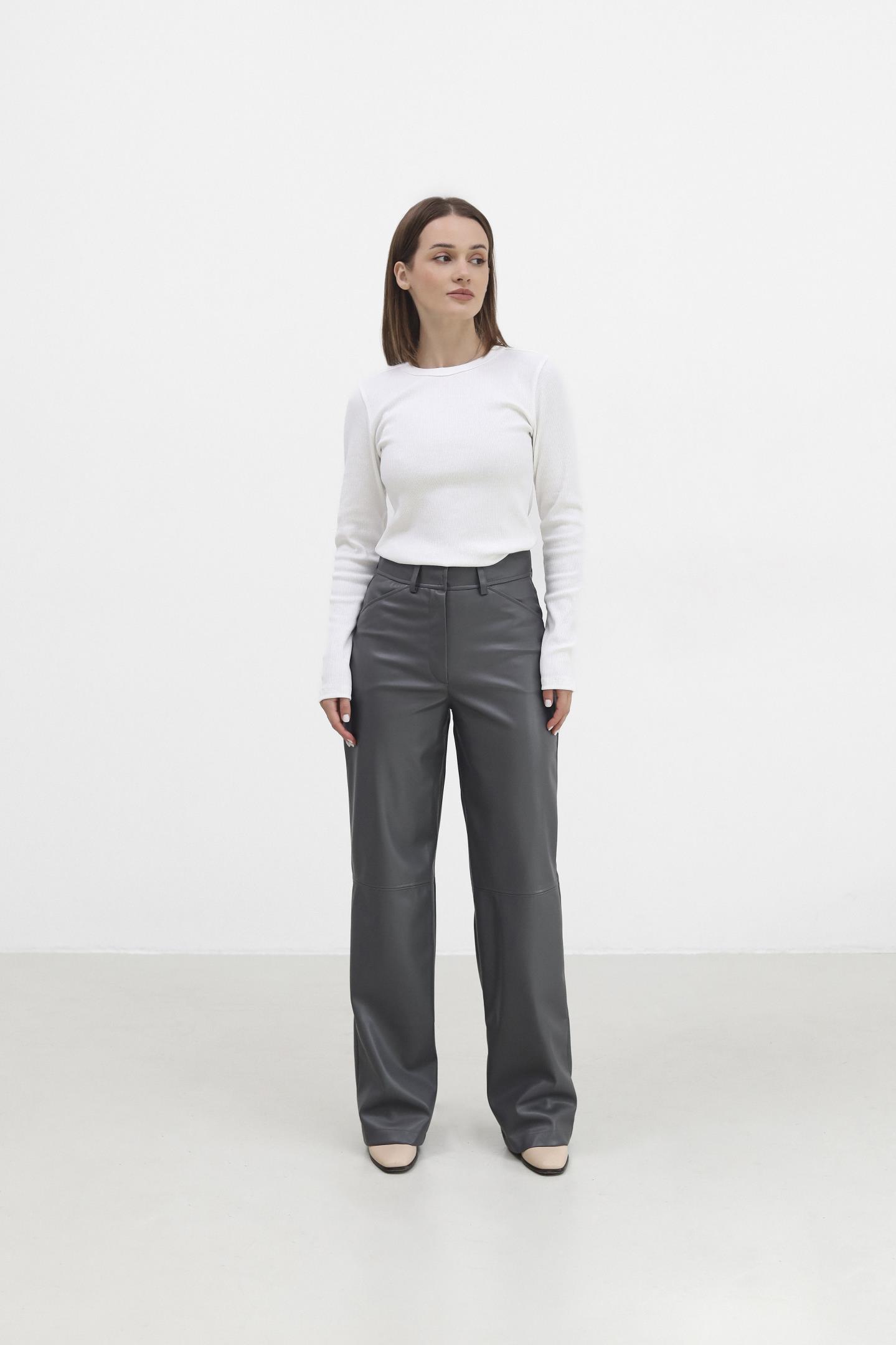 Жіночі шкіряні штани Сірий