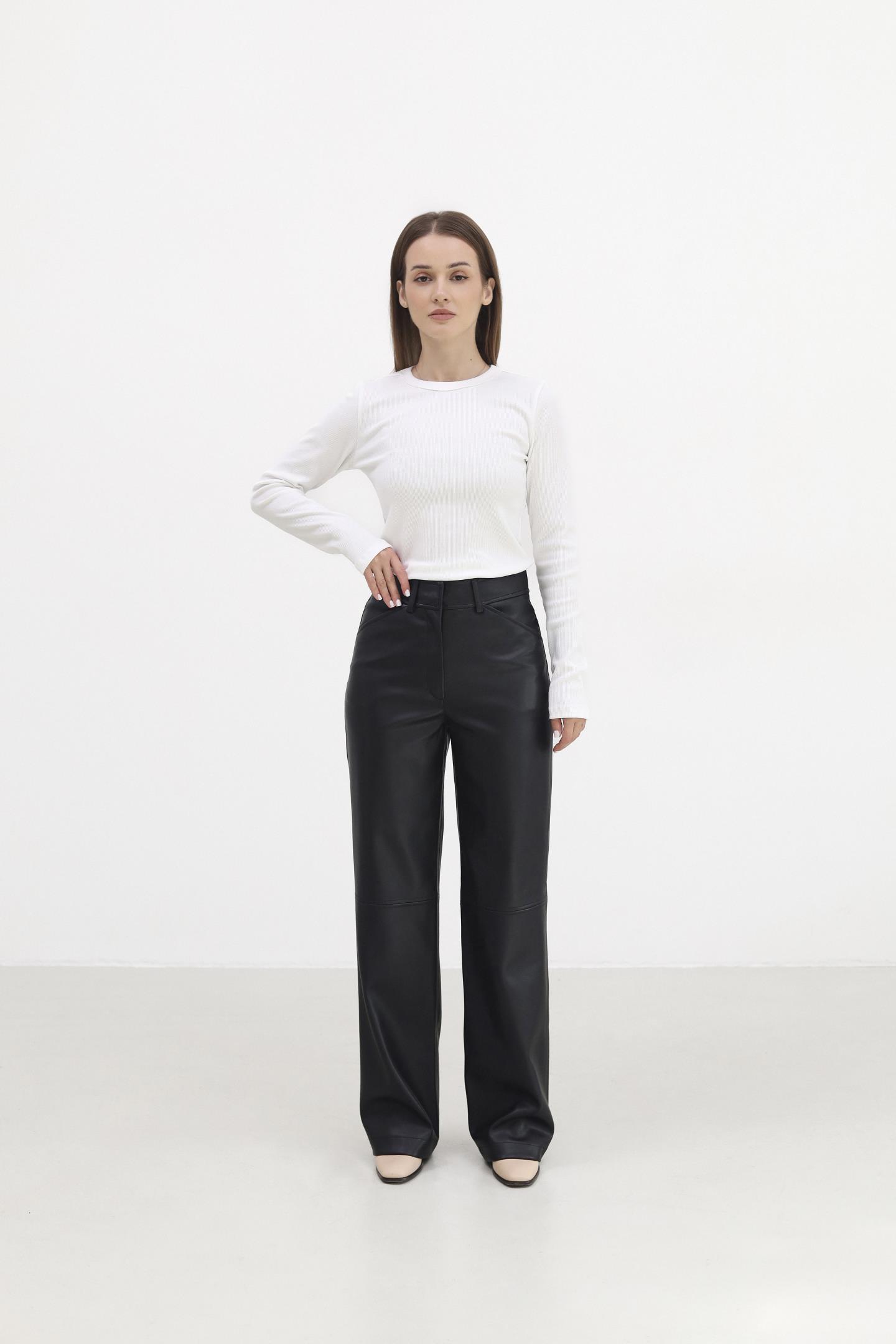 Жіночі шкіряні штани Чорний