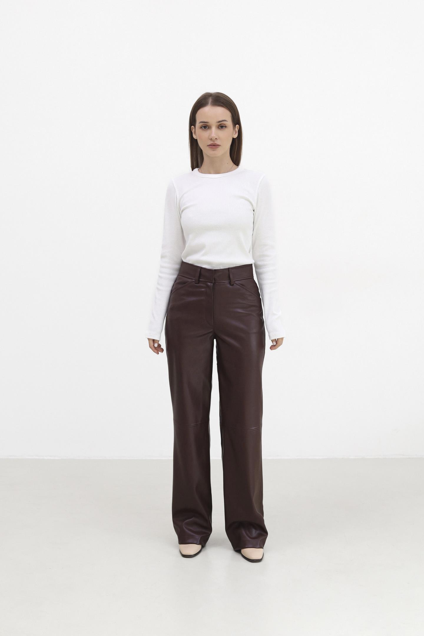 Жіночі шкіряні штани Шоколад