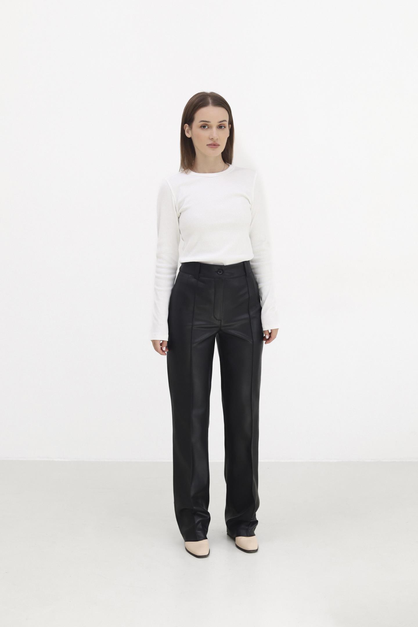 Класичні шкіряні штани зі стрілками Чорний