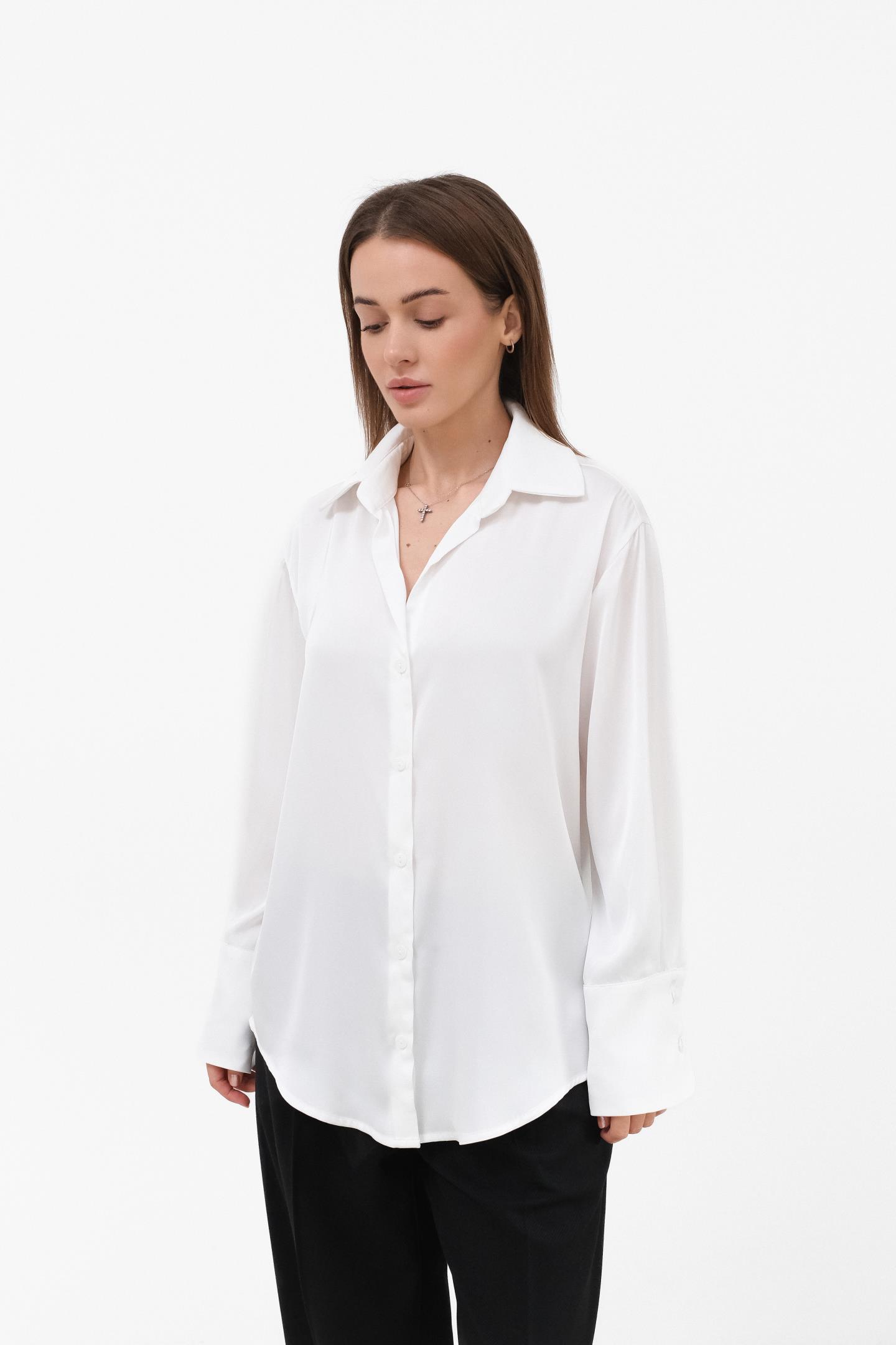 Шовкова блуза на гудзиках Молоко