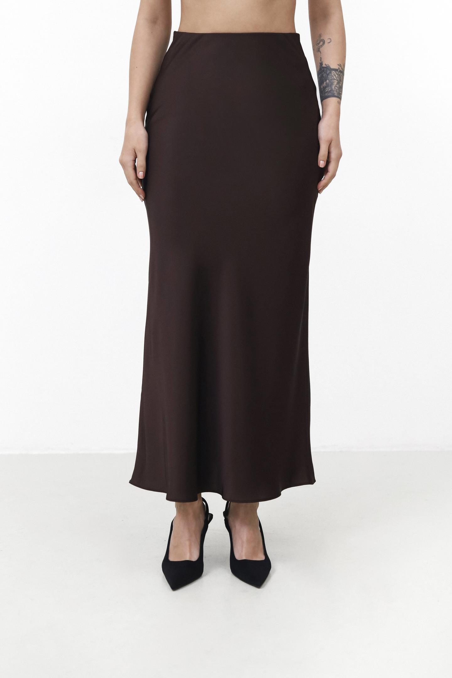 Жіноча сатинова спідниця Шоколад