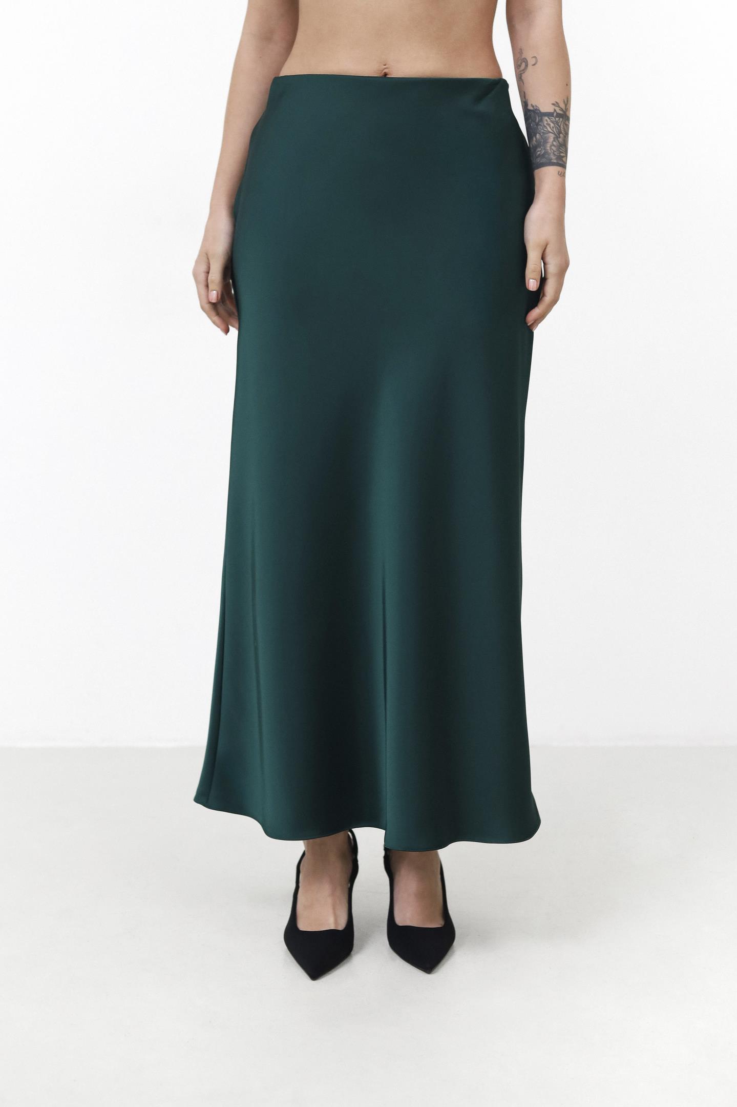 Жіноча сатинова спідниця Смарагдовий