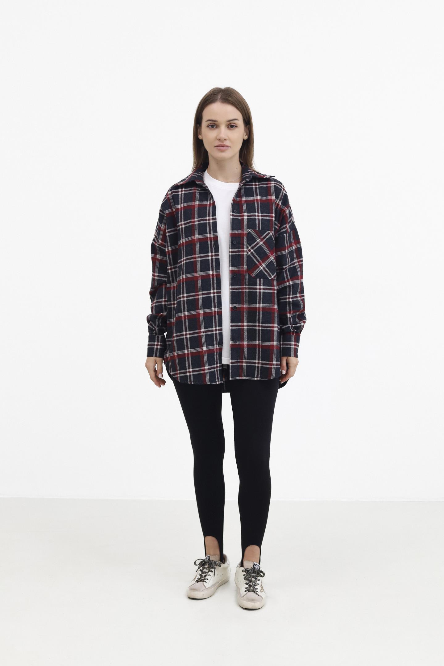 Стильна картата жіноча сорочка Чорний Ч.