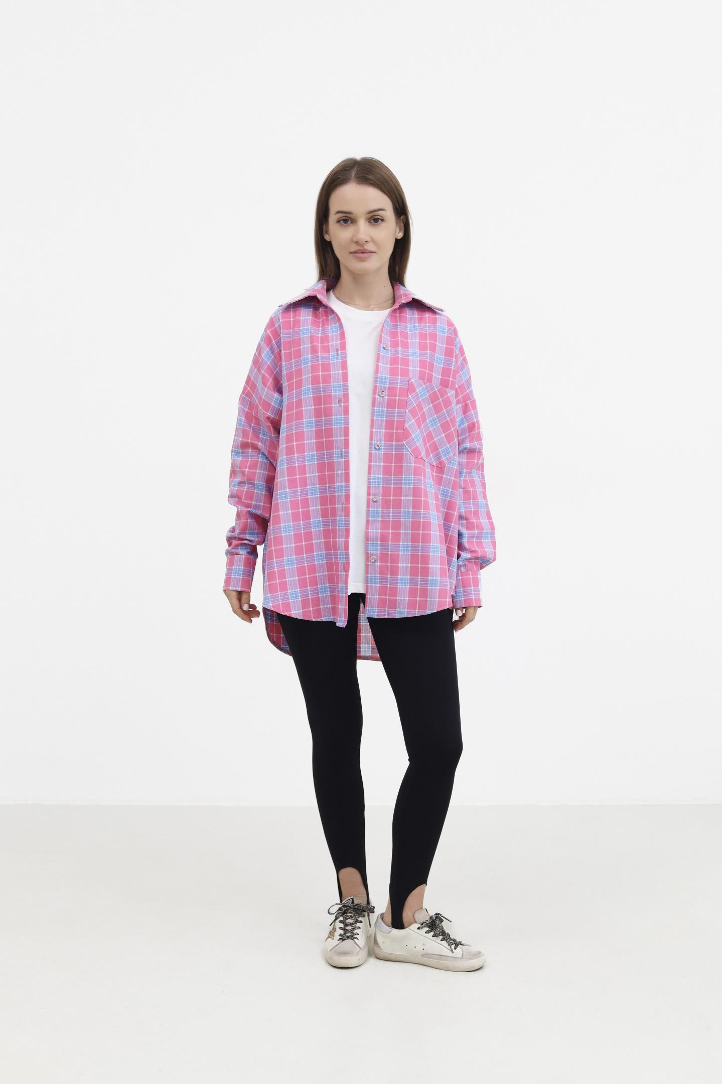 Стильна картата жіноча сорочка Бабл-гам