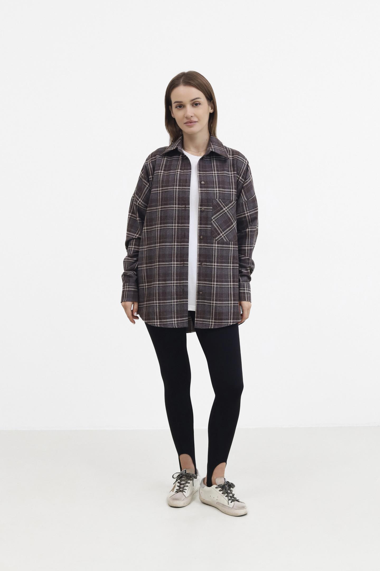 Стильна картата жіноча сорочка Капучино