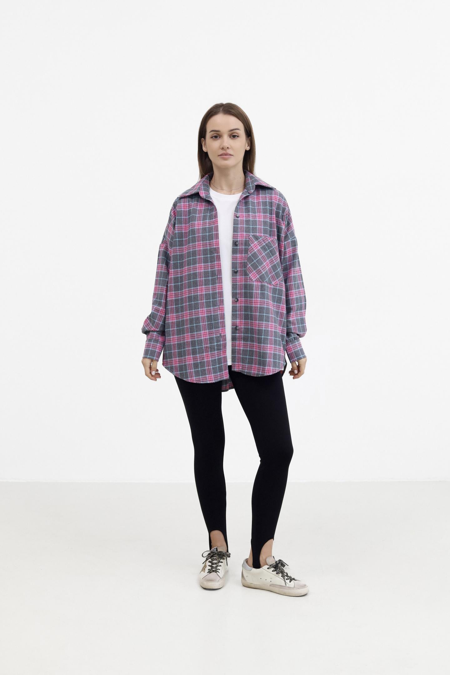 Стильна картата жіноча сорочка Рожевий