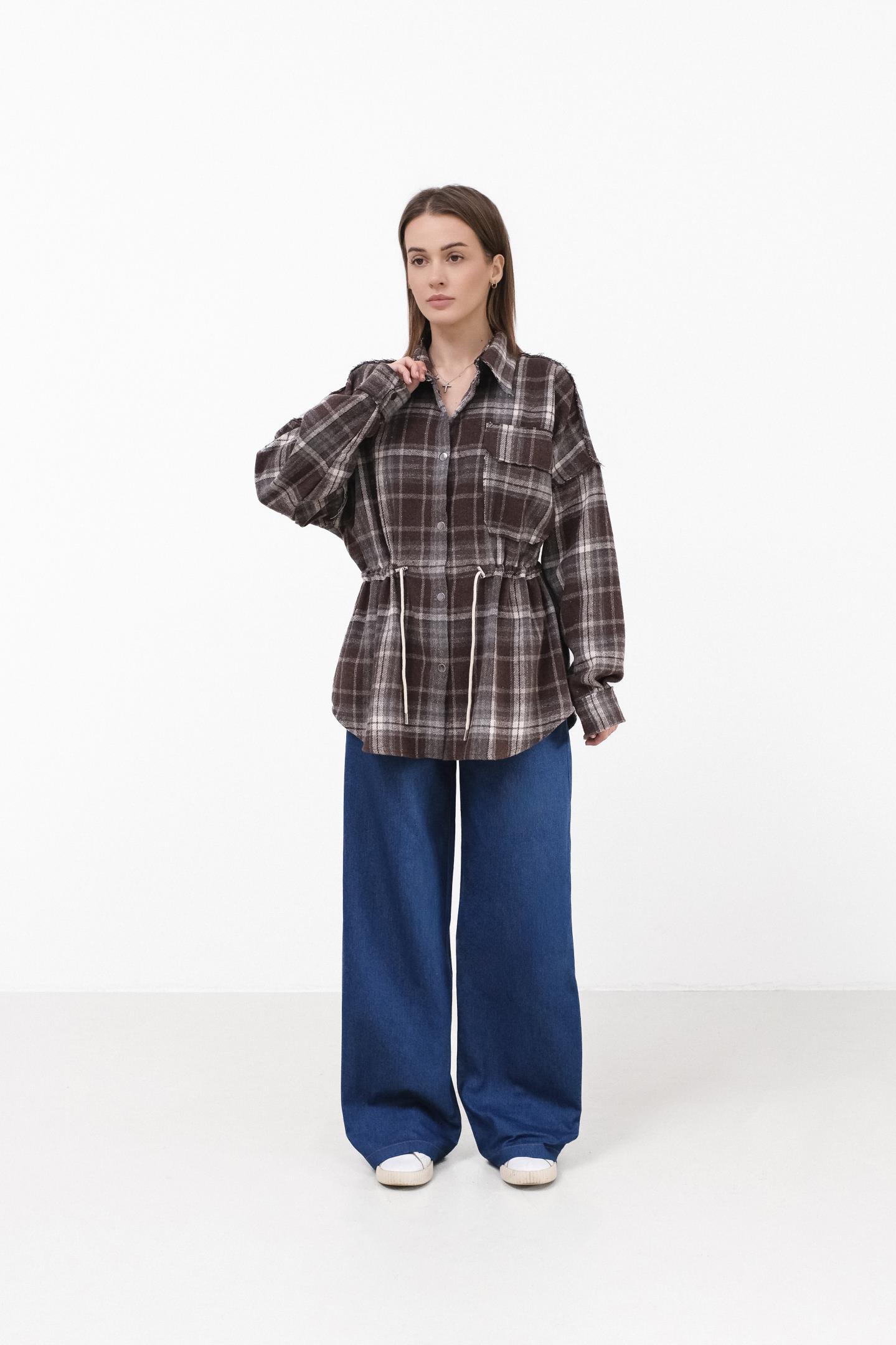 Тепла сорочка з регульованою талією Шоколад.С