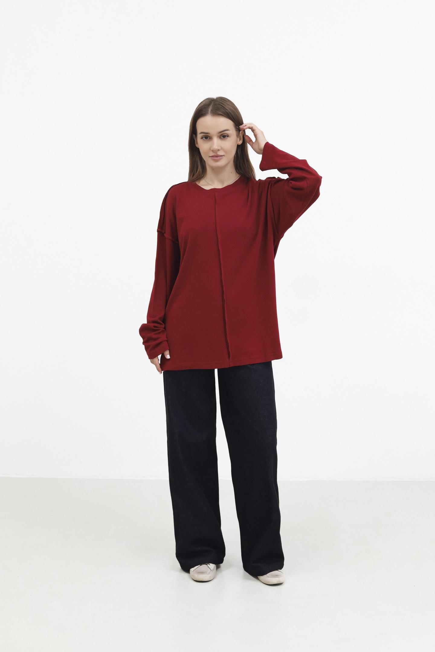 Бавовняний лонг із акцентною лінією Бордо