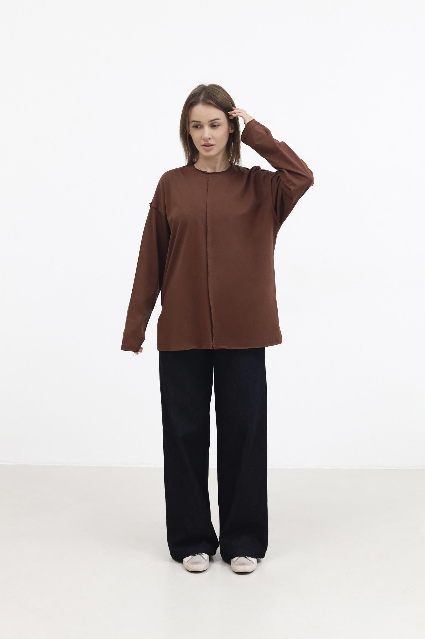 Бавовняний лонг із акцентною лінією Коричневий