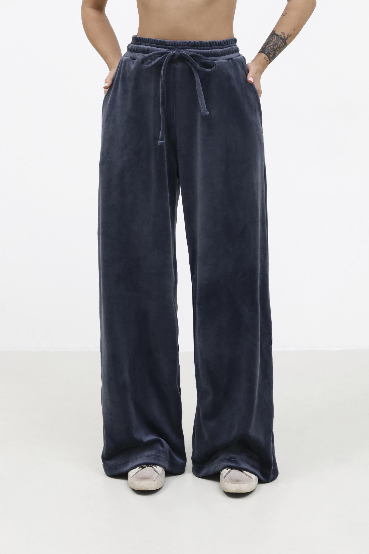 Жіночі штани з ніжного велюру Антрацит