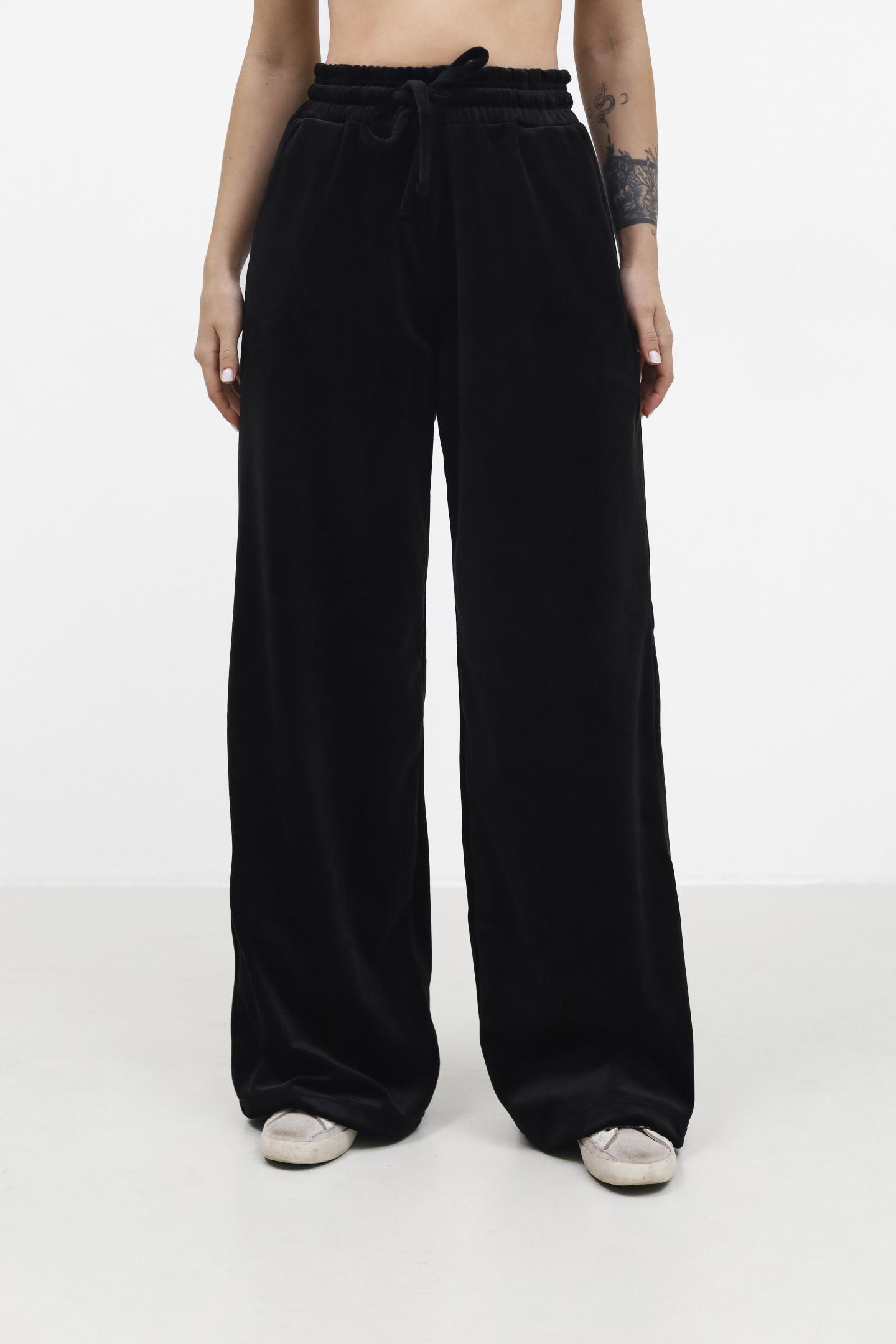 Жіночі штани з ніжного велюру Чорний
