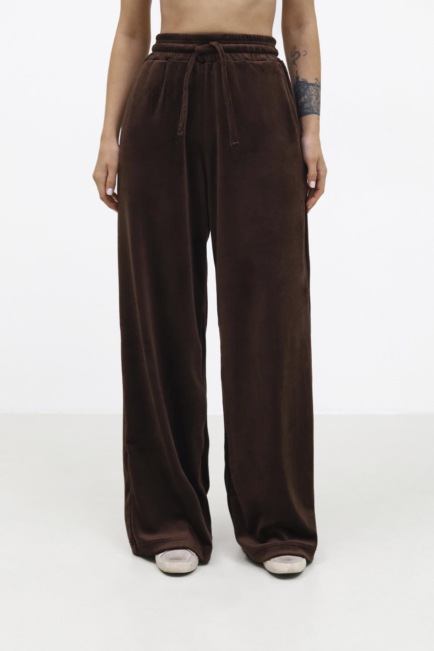 Жіночі штани з ніжного велюру Шоколад