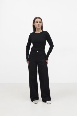 Стильний базовий лонгслів Чорний