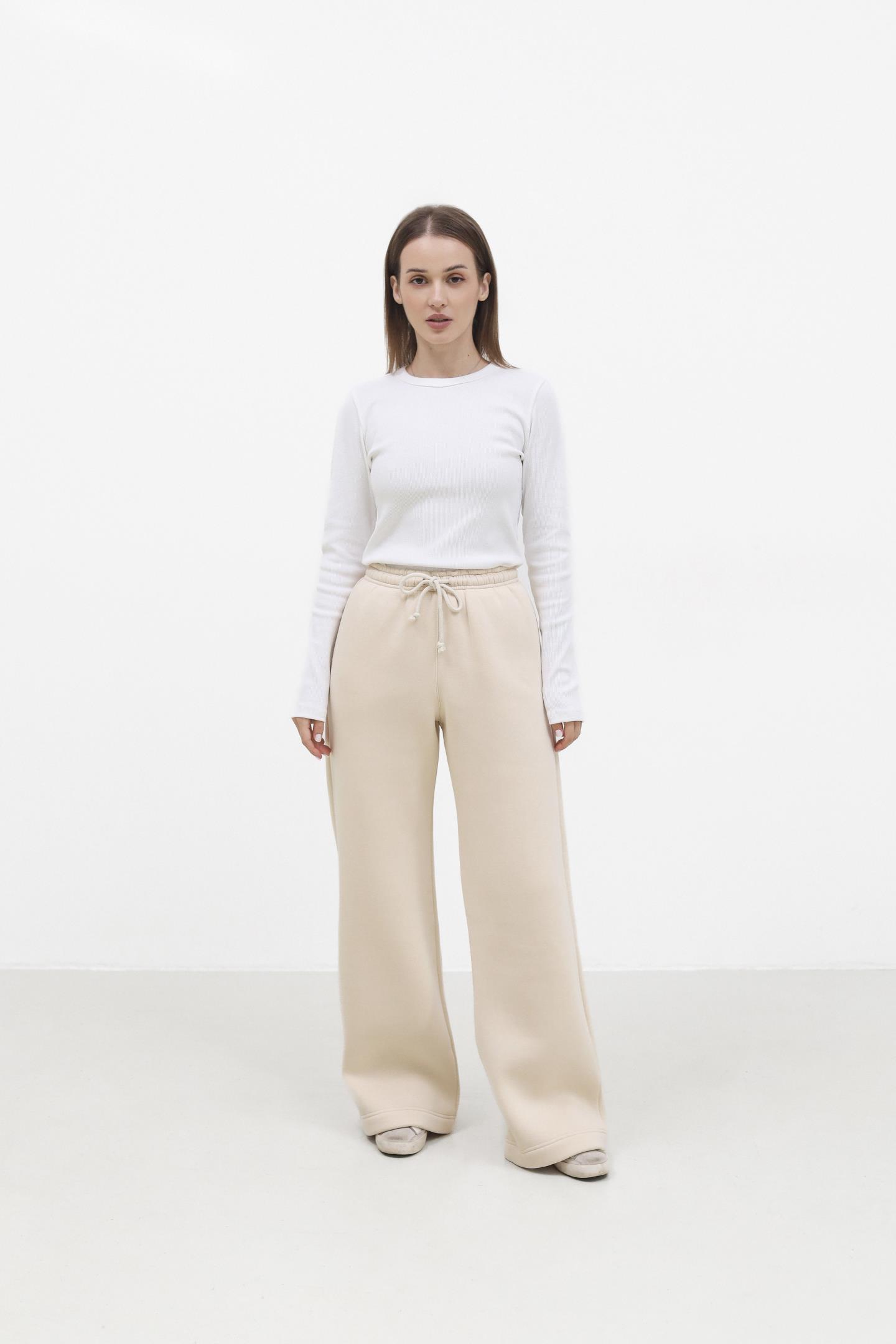 Теплі зимові штани з бавовни Кремовий