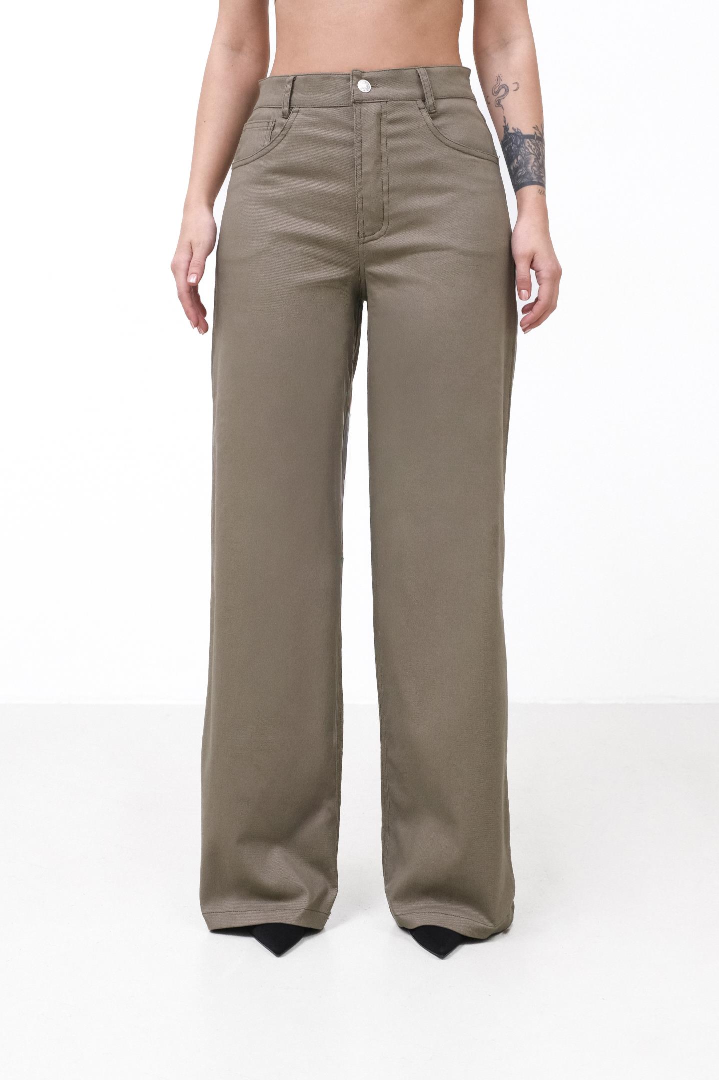 Джинси прямого широкого крою Оливковий