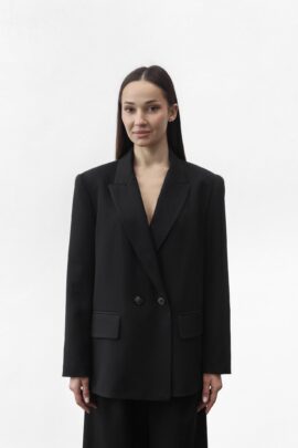 Двобортний жакет прямого крою Чорний