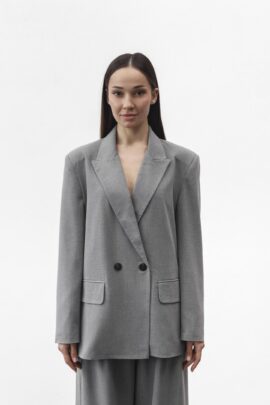 Двобортний жакет прямого крою Сірий