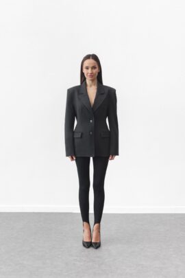 Стильний двобортний жакет з акцентними боками Графіт