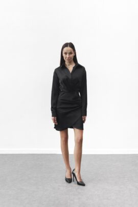Жіноча шовкова сукня з ефектом запаху Чорний