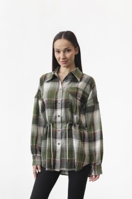 Жіноча сорочка з регульованою талією Оливковий