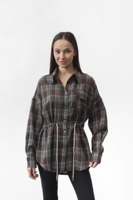 Жіноча сорочка з регульованою талією Шоколад сірий