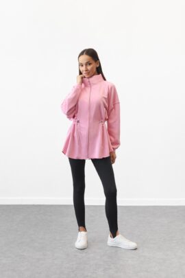Стильна худі з тринитки з куліскою на талії Рожевий
