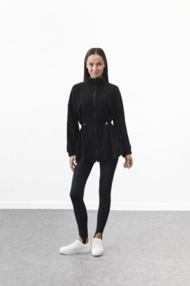 Стильна худі з тринитки з куліскою на талії Чорний