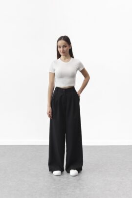 Широкі штани з витонченими лініями Чорний