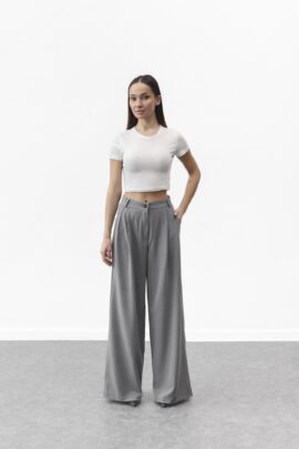 Широкі штани з витонченими лініями Сірий