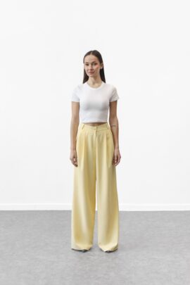 Широкі штани з витонченими лініями Лимон