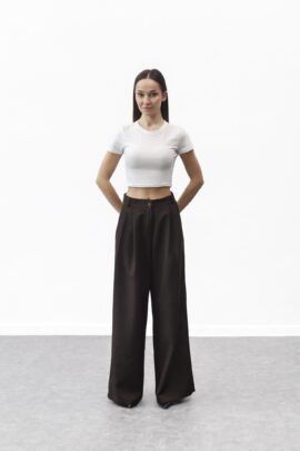 Широкі штани з витонченими лініями Шоколад