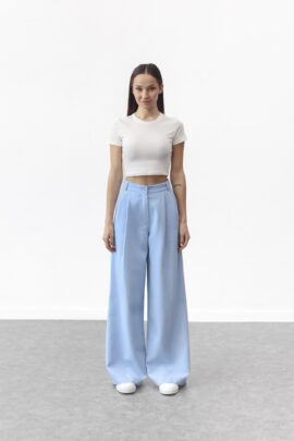 Широкі штани з витонченими лініями Блакитний