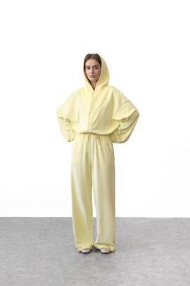 Жіноча велюрова кофта на блискавці Лимон